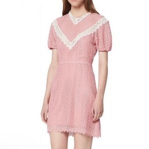 Sandro coral/white “Gavin” feminine lace dress